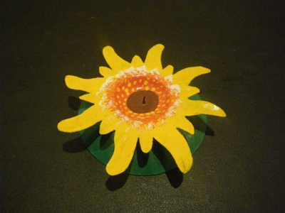 Bougeoir plat Tournesol orange (PM)